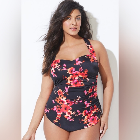 ⭐️ NWT SWIMSUITS FOR ALL Floral Halter 1-Piece Chlorine Resistent Swimsuit #1213 - Picture 4 of 10